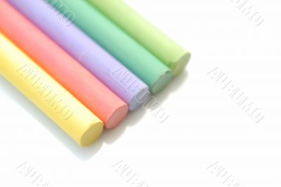 Colors chalks on white background