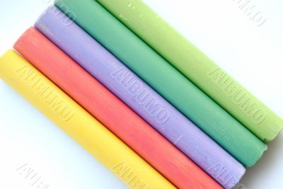 Colors chalks on white background