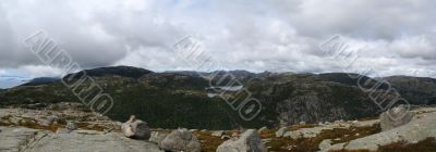 high in mountains in Norway near Preikestolen