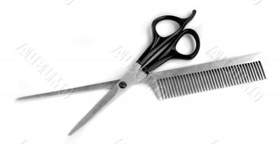Scissors and hairbrush