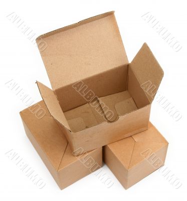 three cardboard boxes