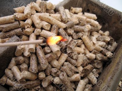 fire and wood pellets
