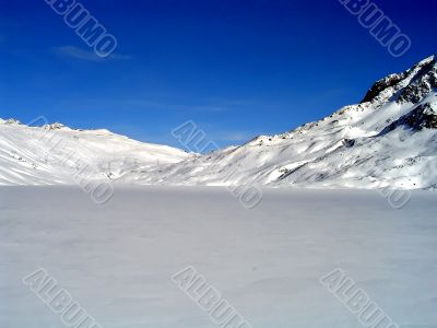 Winter frozen lake