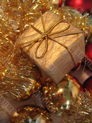 Golden christmas gift box