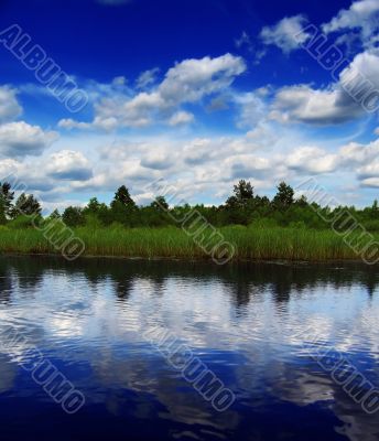 clouds over river