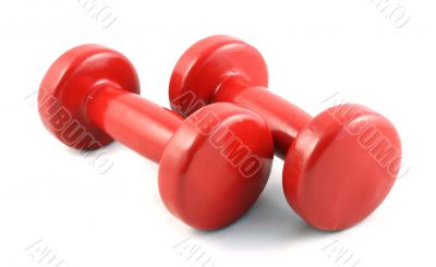 Red Dumbbells Close up