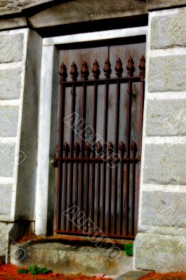 crypt door in soft light