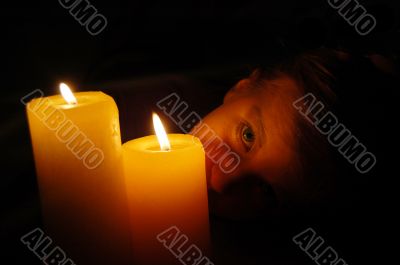 young girl and candle