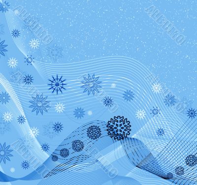 Abstraction blue snow background