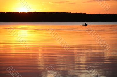 Sundown on lake