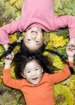 Playing in the leaves