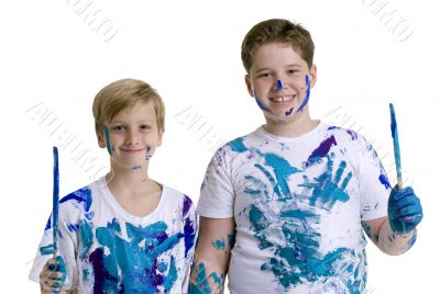 Two Boys Painting