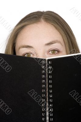 beautiful student with black notebook