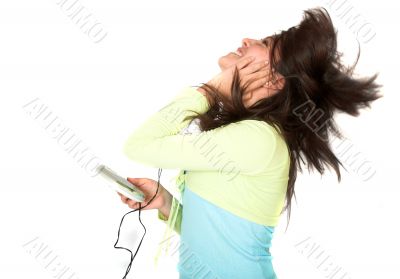 beautiful teenager enjoying her music