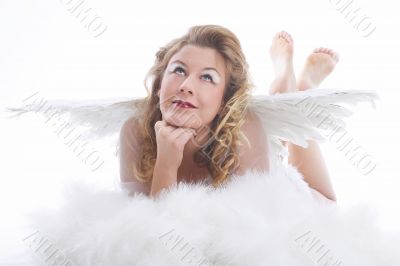 angel with wings and white cloud