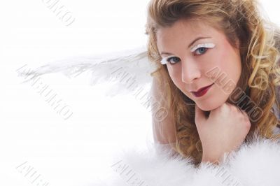 angel with wings and cloud