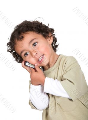 little boy on a cellphone