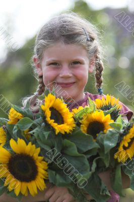 Cute sunflower girl