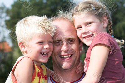 On dad`s arms