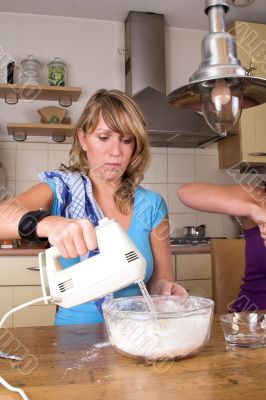 Mixing the flour