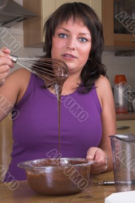 Stirring the brownie dough