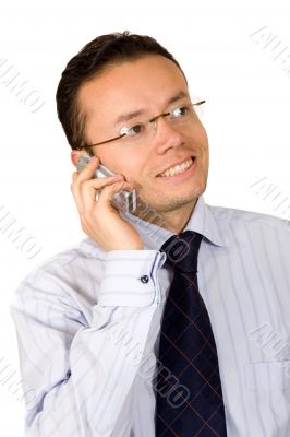 happy business man on the phone