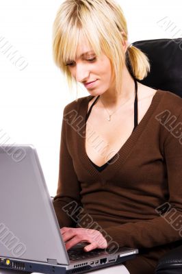 young woman working on computer