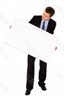business man with white card