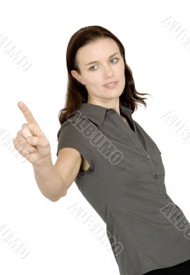 business woman pointing at screen