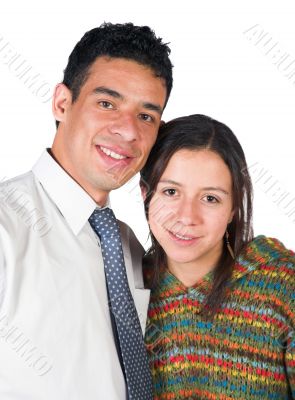 casual couple over white