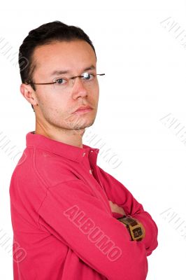 casual guy in red