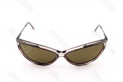 Brown sunglasses on white background