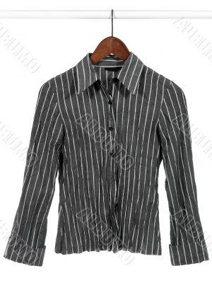 Gray striped shirt on white background