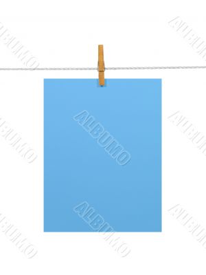 Sky-blue paper sheet on a clothes line (+2 clipping paths)