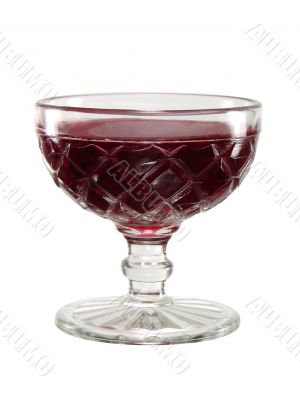 Red jelly in a vintage glass bowl