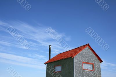 Little house and the blue sky