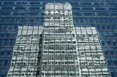 Reflection of a white office building