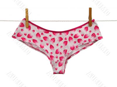 Valentine panties on a clothes line (+clipping path)