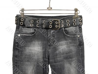 Black jeans with leather belt