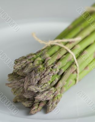 Asparagus on a white plate.