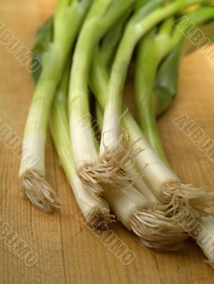 Green Onions on Cutting Board