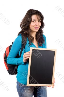 Holding the chalkboard