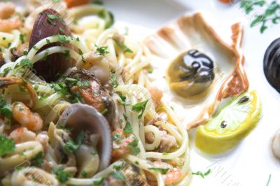 Closeup of seafood dish