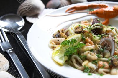 Seafood pasta dish