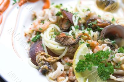 Seafood pasta dish
