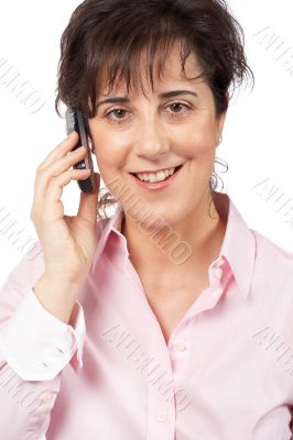 Smiling woman talking with phone
