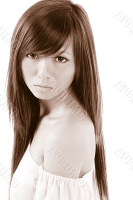 Asian teenaged beauty (BW)
