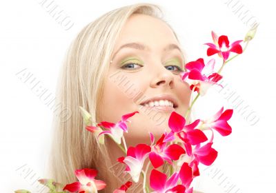 lovely blond with orchid 2