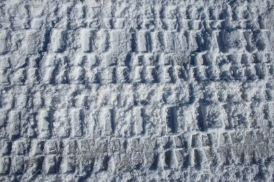 Tire tracks in snow