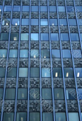 Office building: windows with lights